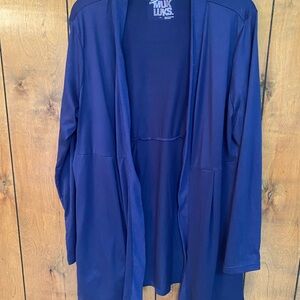 Muk Luks Women's Blue Open Front Cardigan